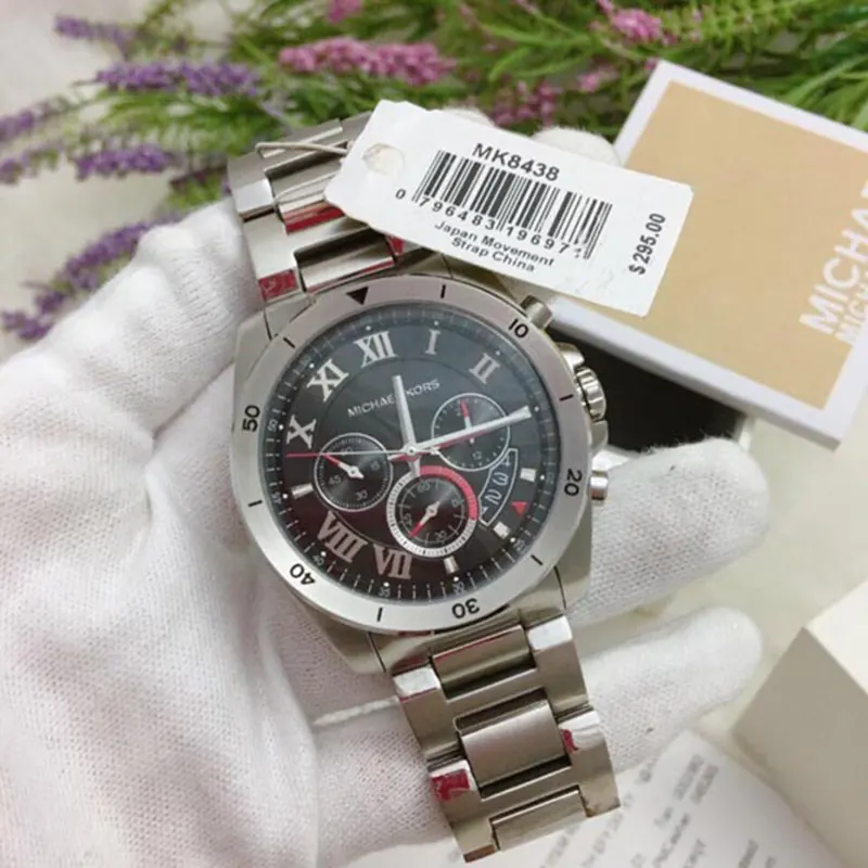 Michael Kors Brecken Black Dial Silver-tone Men's Watch- MK8438